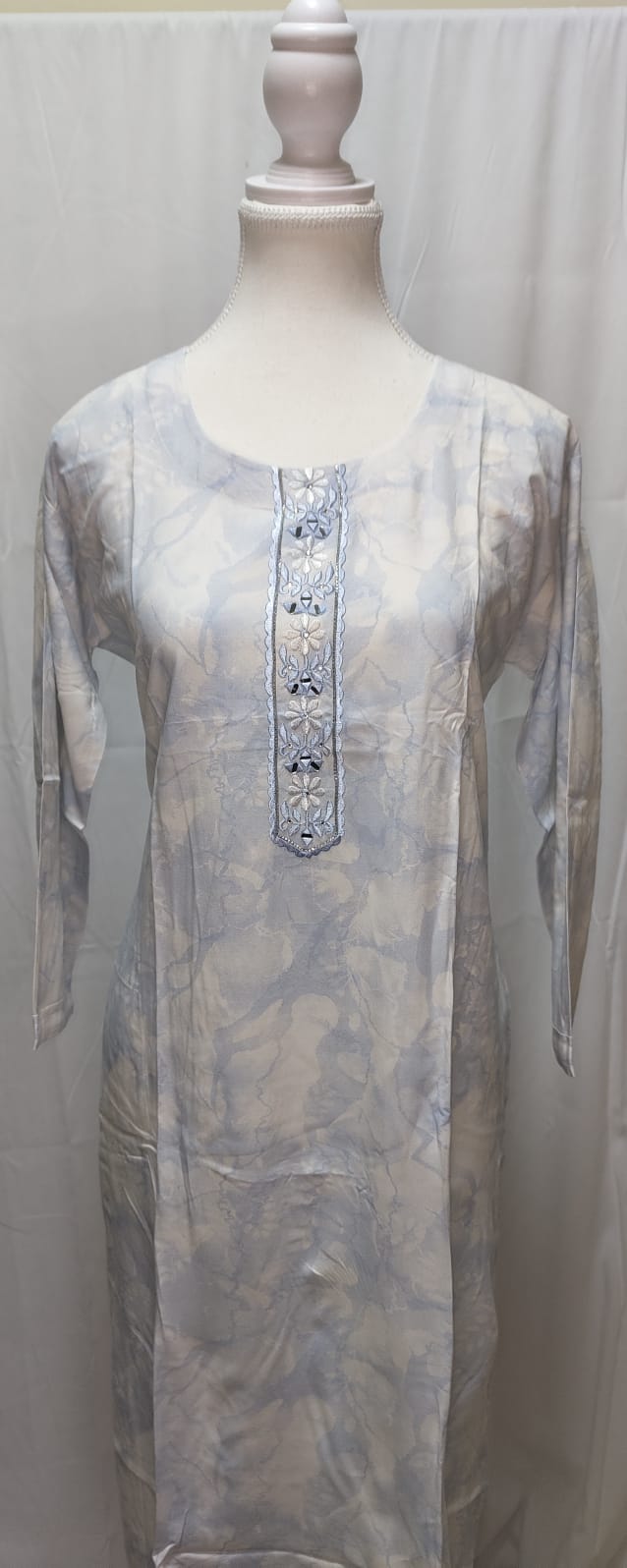 White and Blue Chudidhar Set