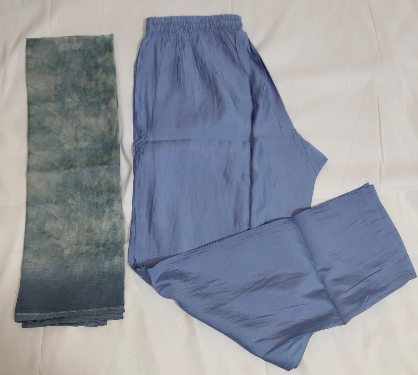 White and Blue Chudidhar Set