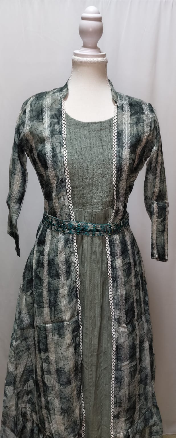 Sage Green Party Gown with Coat