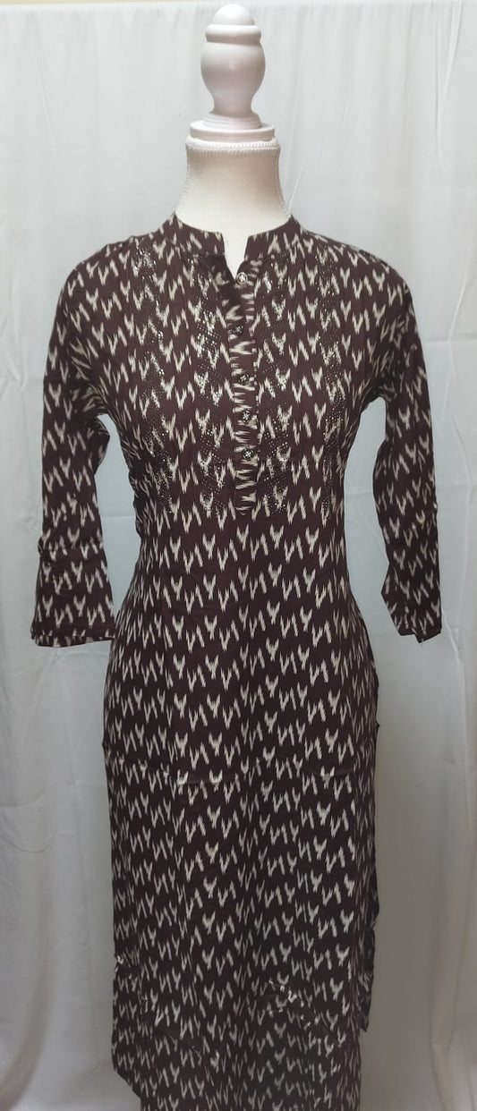 Brown Printed Kurti