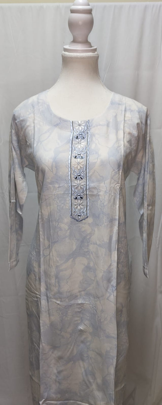 White and Blue Chudidhar Set