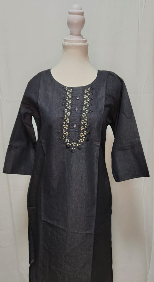 Dark Grey Denim Kurti