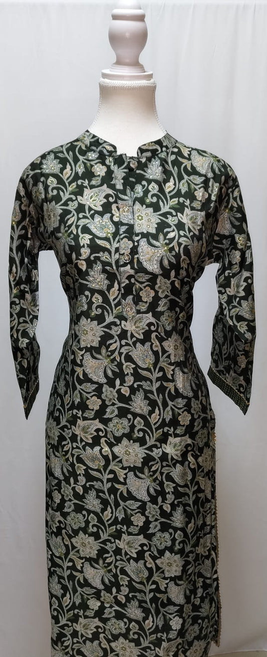 Bottle Green Kurti Set