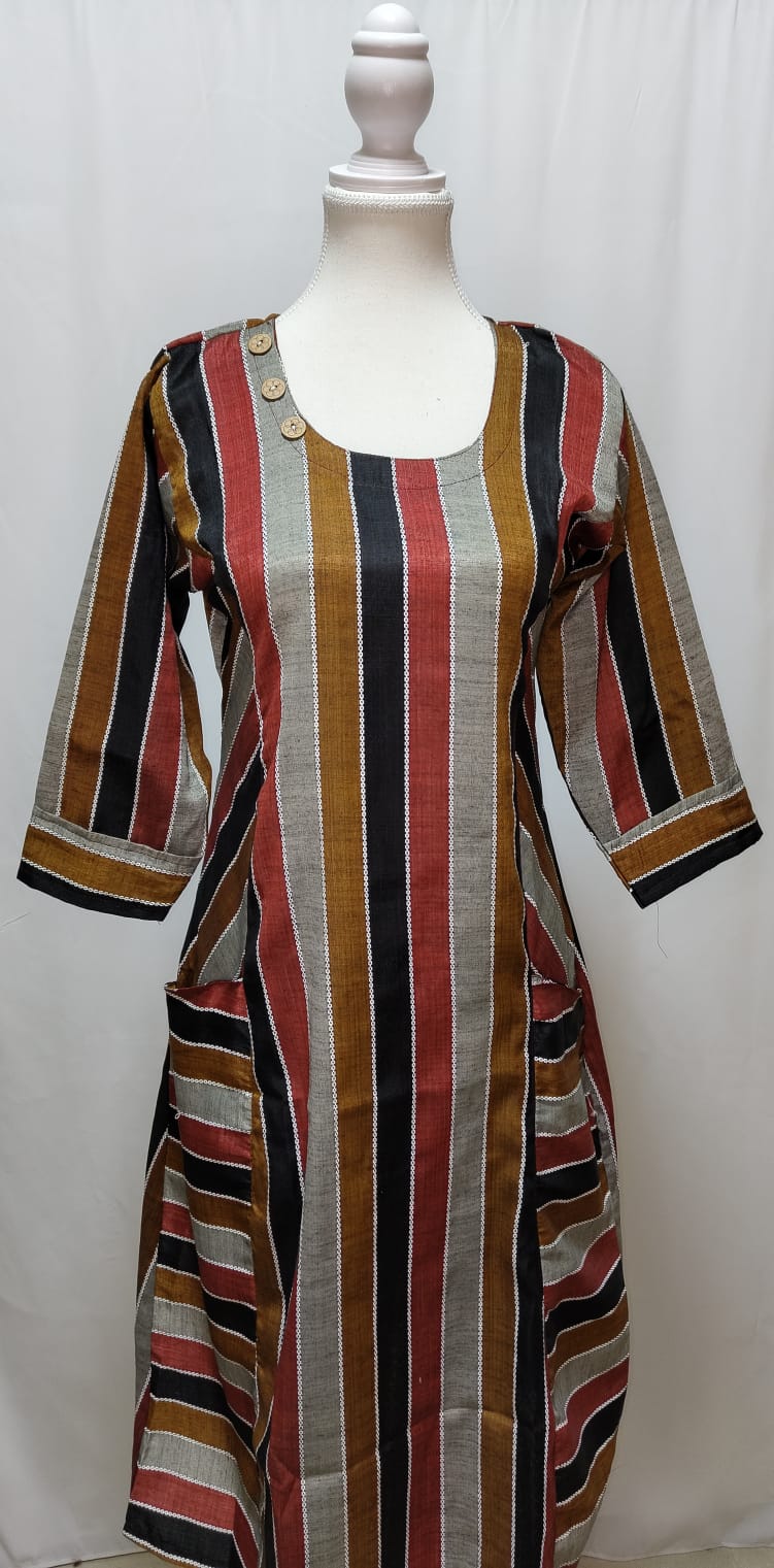 Multicolored Stripped Kurti with Pockets