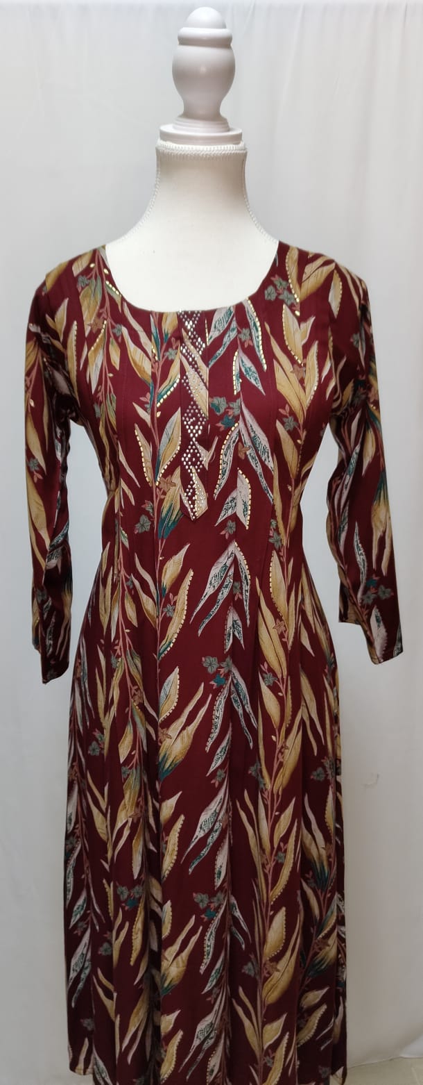 Maroon Printed Kurti