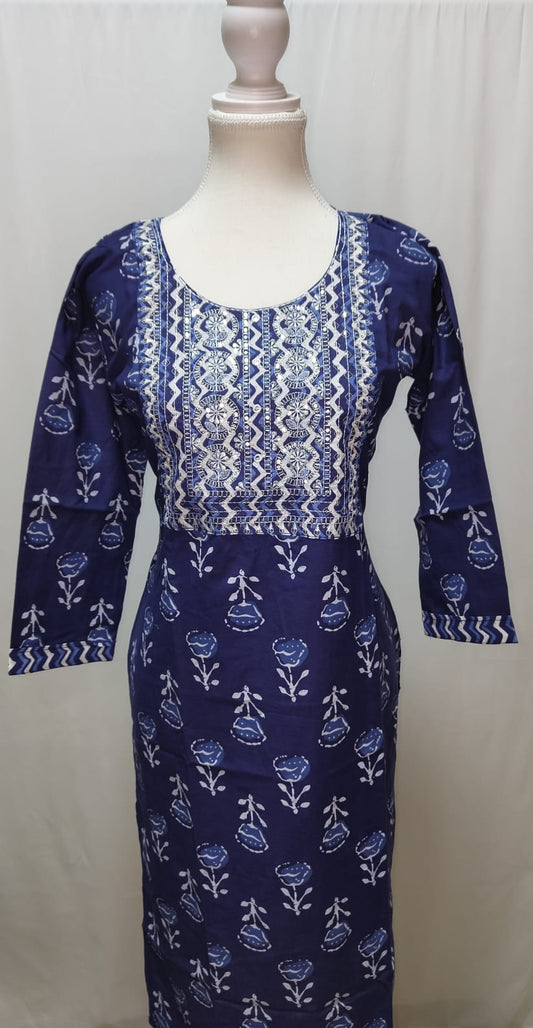 Navy Blue Kurti Set